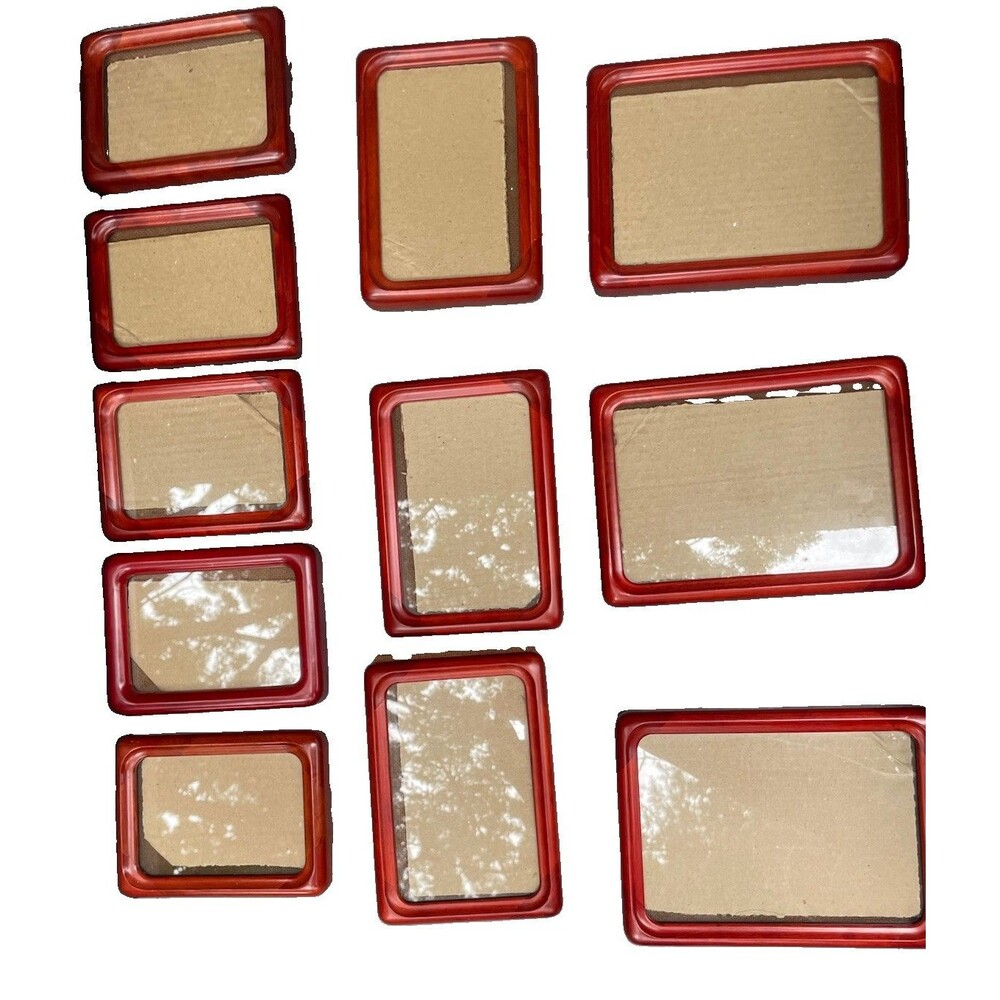 Lot of 11 Fetco Red Wood Picture Frames Vintage Gallery Set Handcraf In Thailand